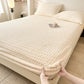 Waffle Textured Fleece Warm Fitted Sheet - Beige - Sheet with 2PCS Pillowcases - King - image 8