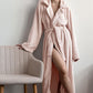 Pink Lapel Collar Plush Fleece Bathrobe - image 1