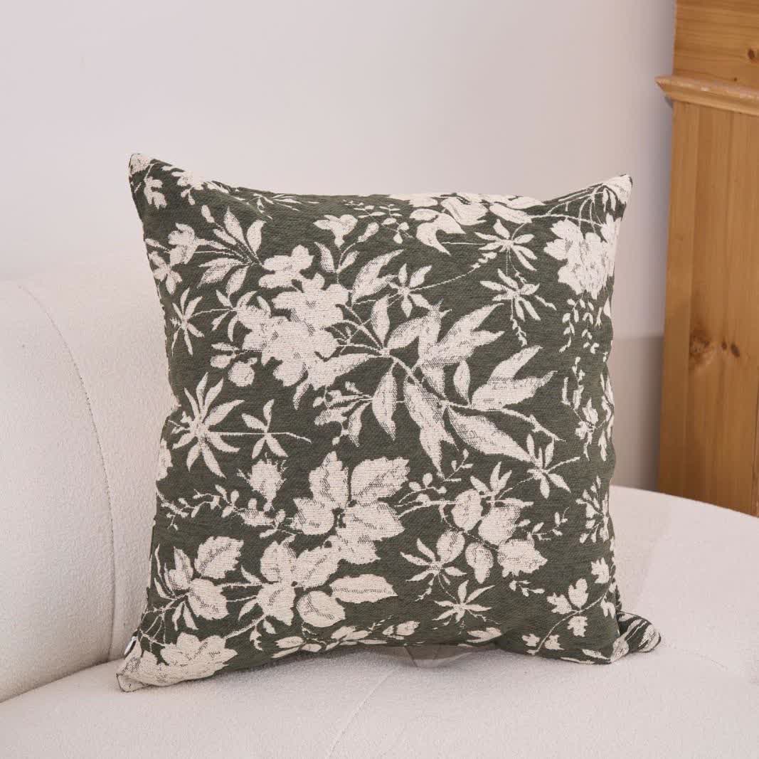 Floral Leaf Throw Pillow with Insert - Dark Green - 23" x 23" - image 9