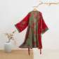 Ginkgo Leaf Organic Cotton Kimono Robe - Red & Green - 2XL - image 11