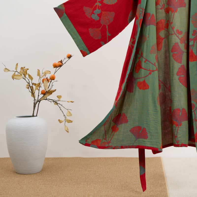 Ginkgo Leaf Organic Cotton Kimono Robe - image 15