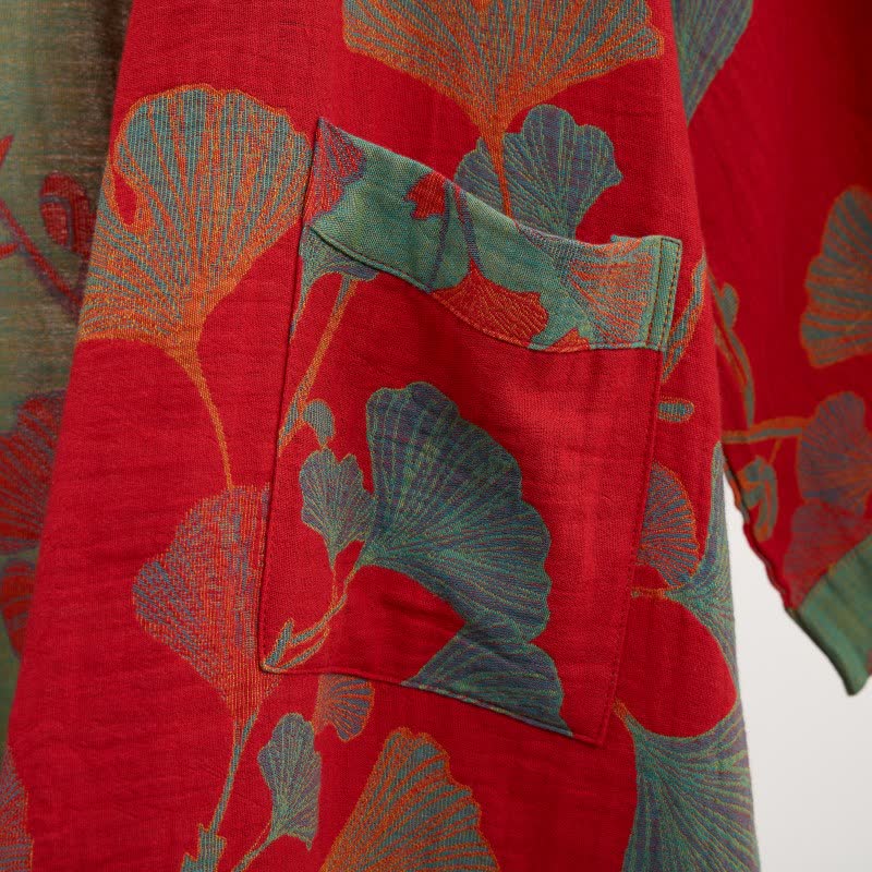 Ginkgo Leaf Organic Cotton Kimono Robe - image 16