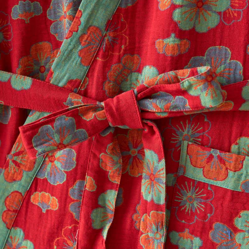 Plum Blossom Cotton Gauze Kimono Robe - image 7