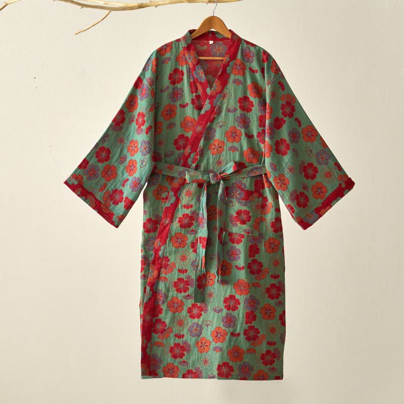 Plum Blossom Cotton Gauze Kimono Robe - image 11