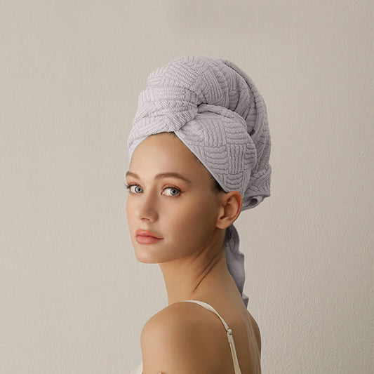 Breathable Antibacterial Hair Drying Towel Wrap - Purple - 2PCS - 26" x 39" - image 1