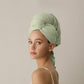 Breathable Antibacterial Hair Drying Towel Wrap - Green - 2PCS - 26" x 39" - image 6