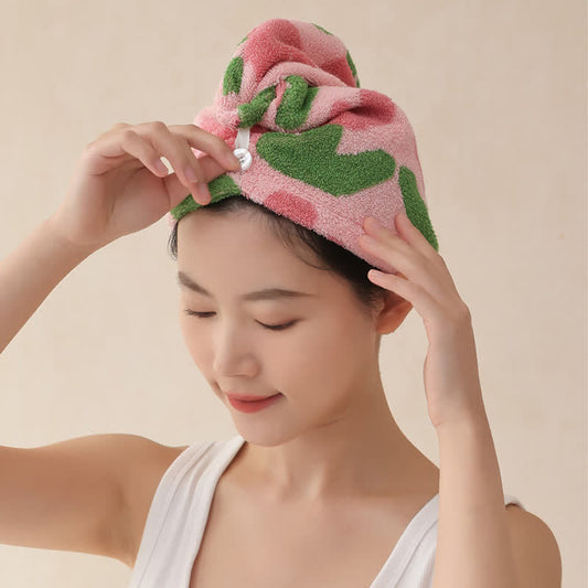 Yarn-dyed Tulip Cotton Hair Towel Wrap - Pink - 2PCS -  9" x 21" - image 0