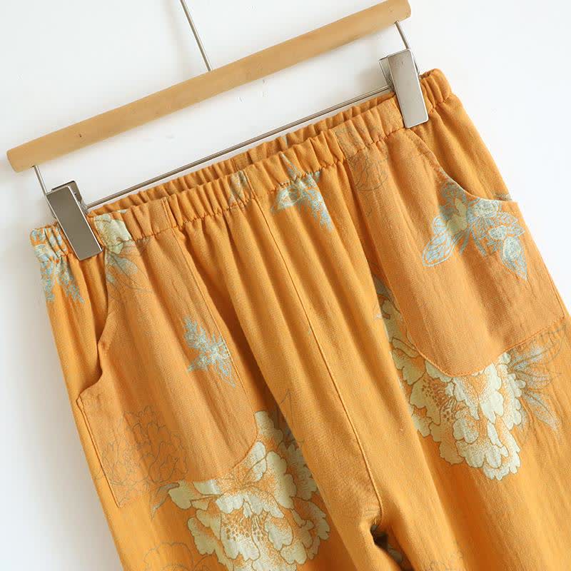 Oriental Style Peony Cotton Pajama Set - image 11