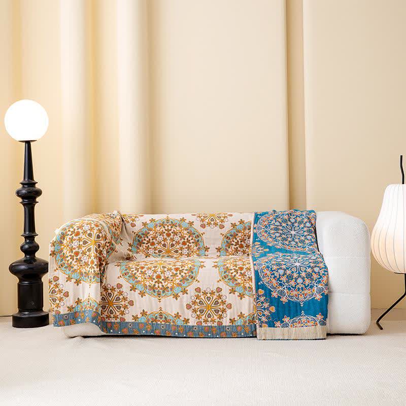 Exotic Vintage Floral Cotton Gauze Quilt - image 2