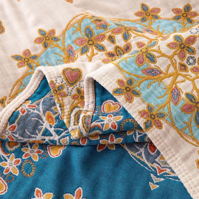 Exotic Vintage Floral Cotton Gauze Quilt - image 5