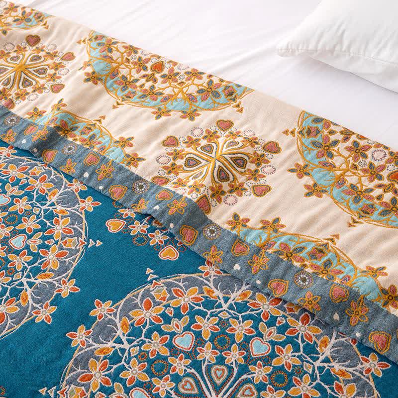Exotic Vintage Floral Cotton Gauze Quilt - image 4