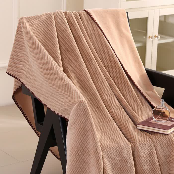 Plaid Jacquard Warm Throw Blanket - Coffee - 2PCS Pillowcases - 19" x 29" - image 4