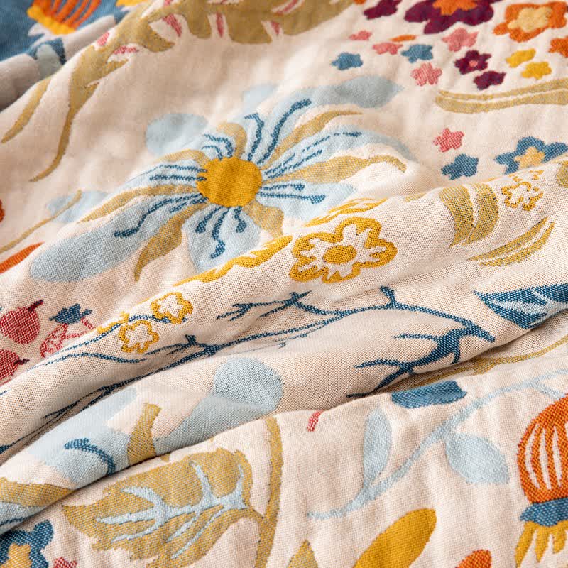 Cottage Floral Tassel Cotton Gauze Quilt - image 4