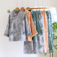 Oriental-Inspired Floral Cotton Gauze Pajama Set - image 0