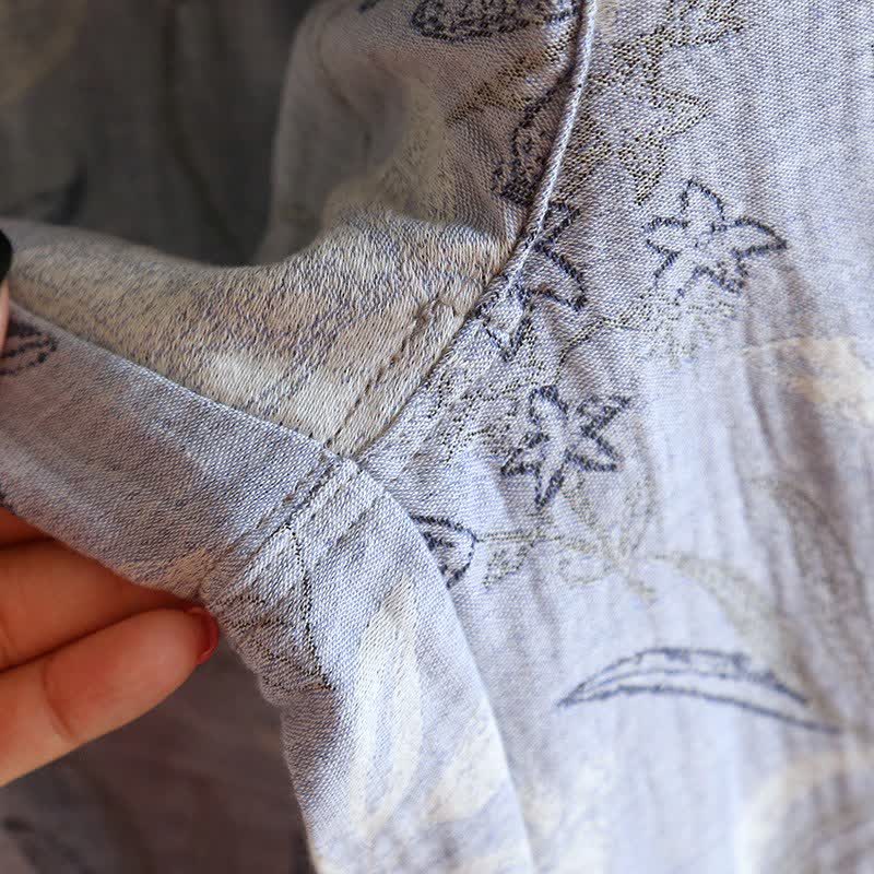 Oriental-Inspired Floral Cotton Gauze Pajama Set - image 7