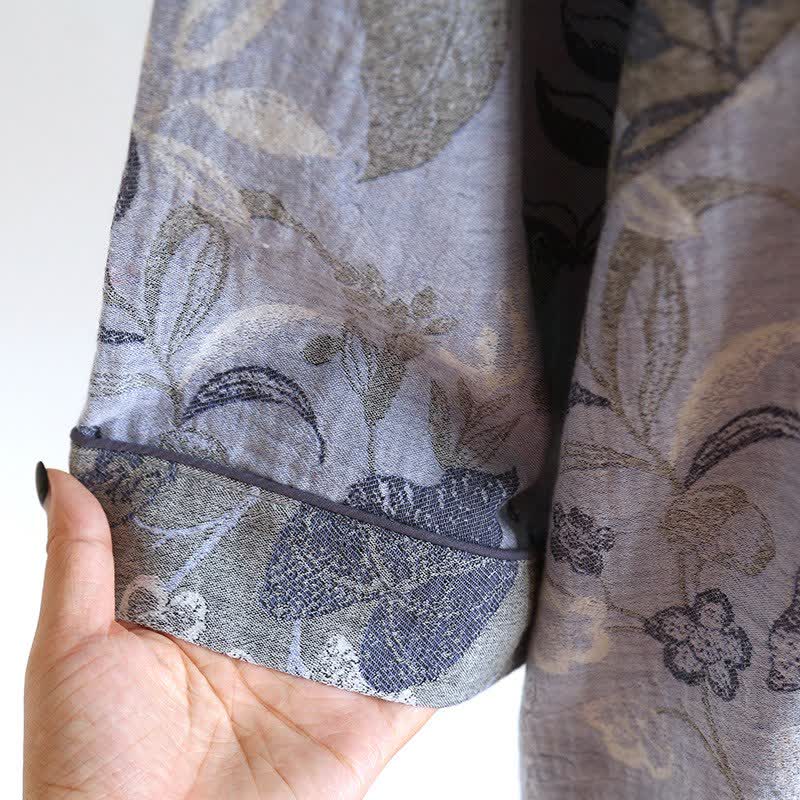 Oriental-Inspired Floral Cotton Gauze Pajama Set - image 4