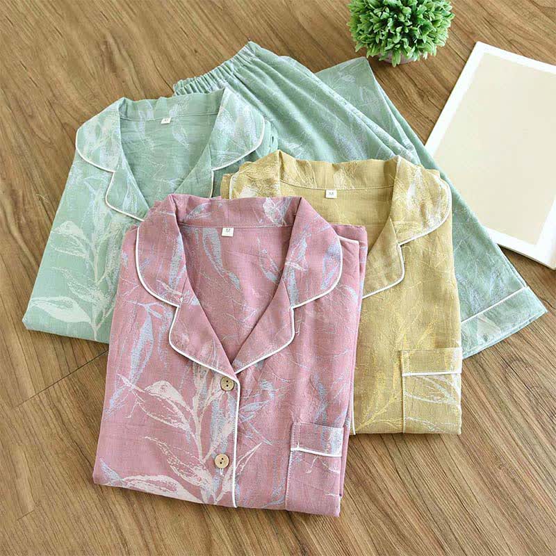 Bamboo Leaf Inspired Cotton Pajama Set - image 1