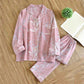 Bamboo Leaf Inspired Cotton Pajama Set - Pink - XXL - image 5