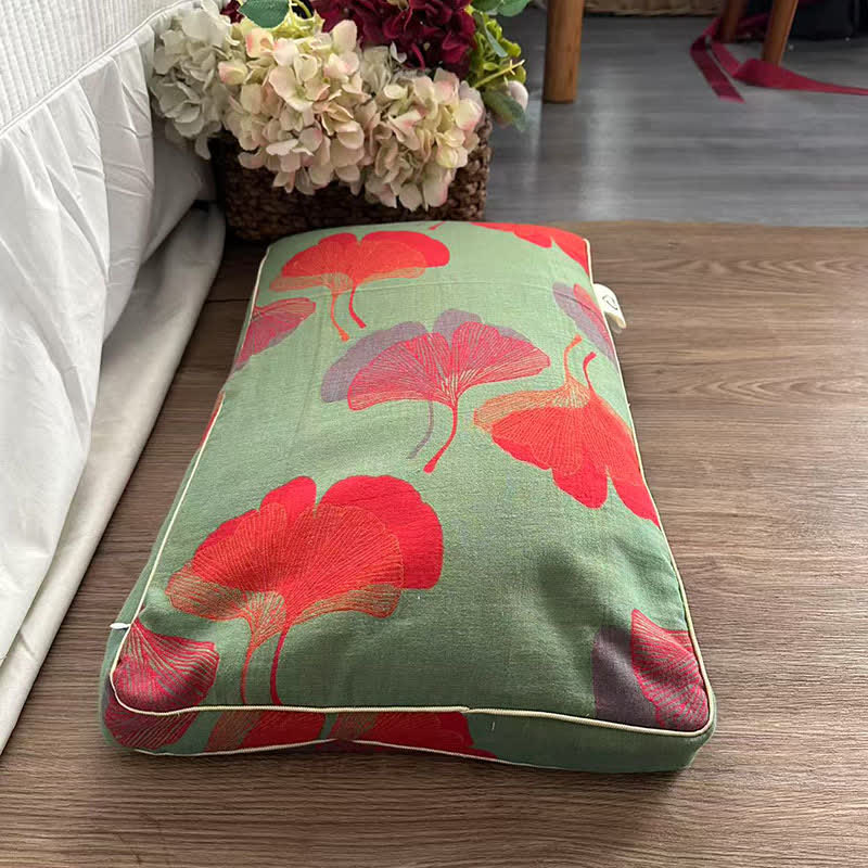 Ginkgo Leaf Cotton Gauze Pillowcase - 1pc Buckwheat Pillow - Green - 13" x 23" - image 1