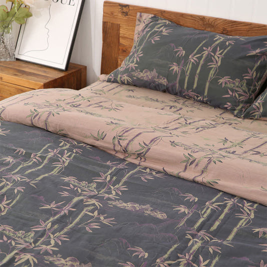 Bamboo Cotton Gauze Reversible Bedding - Grey - Bedding Set - Queen - image 0