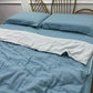 Minimalist Reversible Cotton Gauze Bedding - Blue & White - Bedding Set - King - image 17