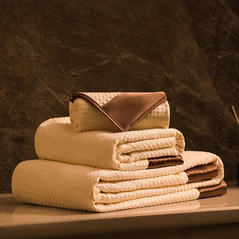 Waffle Weave Satin Bath Towel Set (2-Pack) - Smoky Coffee - 13" x 29" +33" x 59" - image 8