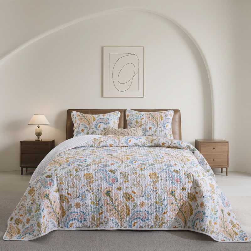 Floral Paisley Quilted Cotton Bedding Set(3PCS) - King - image 0