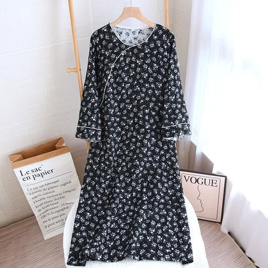 Pear Blossom Floral Natural Cotton Nightwear - Nightgown - XL - image 1