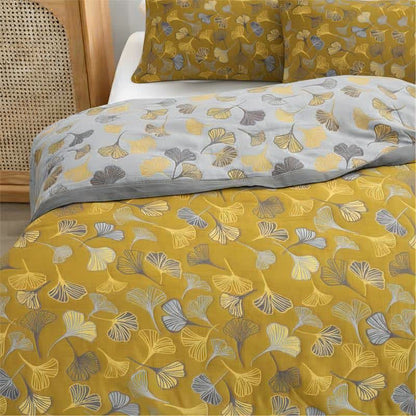 Ginkgo Biloba Organic Cotton Quilt - Yellow - Quilt with 2PCS Pillowcases - Cal King - image 0