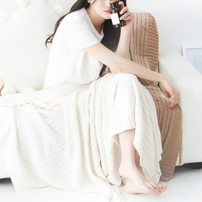 Ownkoti Solid Color Cotton Sofa Knit Blanket - image 20