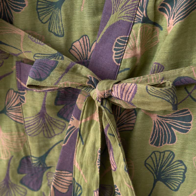 Ginkgo Biloba Cotton Gauze Kimono Robe - image 31