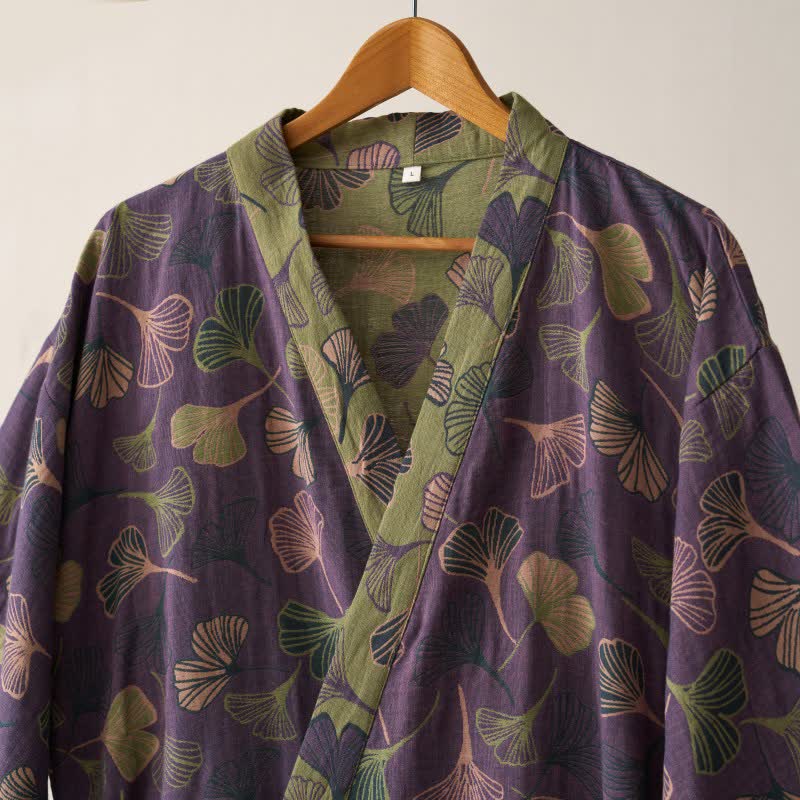 Ginkgo Biloba Cotton Gauze Kimono Robe - image 24