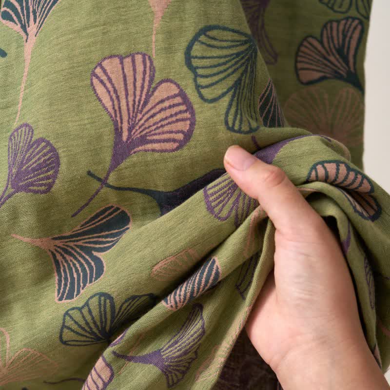 Ginkgo Biloba Cotton Gauze Kimono Robe - image 31