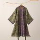 Ginkgo Biloba Cotton Gauze Kimono Robe - Green & Purple - 2XL - image 27
