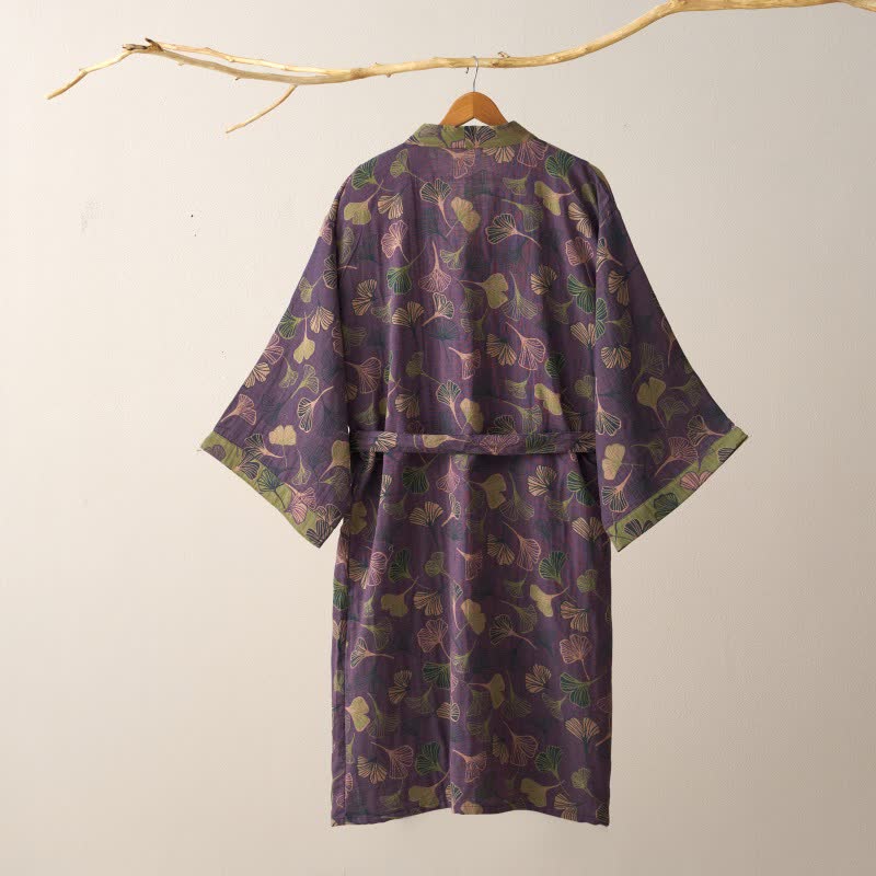 Ginkgo Biloba Cotton Gauze Kimono Robe - image 23