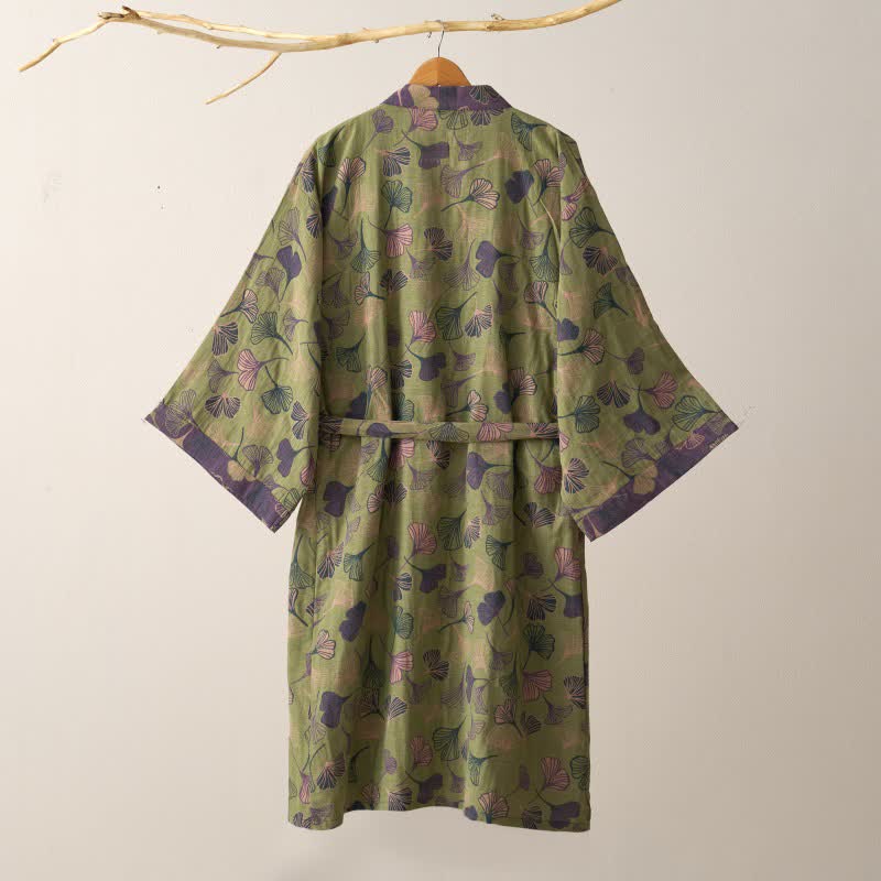 Ginkgo Biloba Cotton Gauze Kimono Robe - image 28