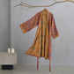 Vintage Leaf Cotton Gauze Kimono Robe - Grey & Orange - 2XL - image 5