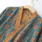 Vintage Leaf Cotton Gauze Kimono Robe - image 7
