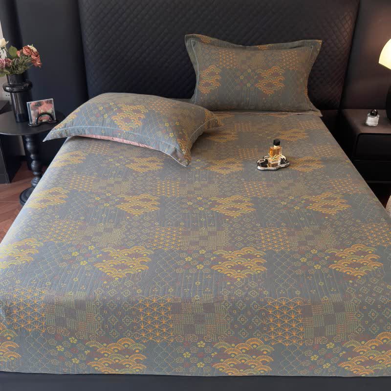 Retro Fan Pattern Cotton Fitted Sheet - image 2