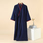 Ownkoti Unisex Minimalist Cotton Gauze Kimono Bathrobe - Navy Blue & Red - XL - image 10