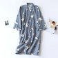 Matching Cat Cotton Gauze Kimono Bathrobe - Dark Blue - Men - L - image 14