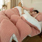 Geometric Striped Textured Sherpa Blanket - Pink - King - image 4