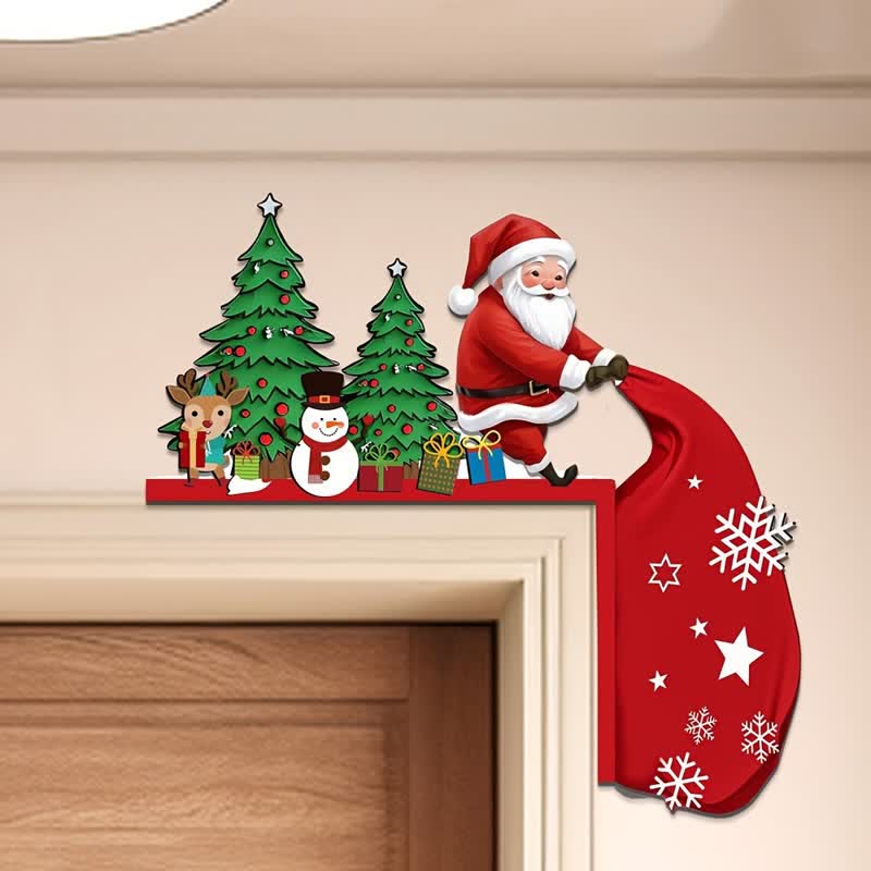 Santa Christmas Tree Door Corner Decoration - Right - 4PCS - image 1