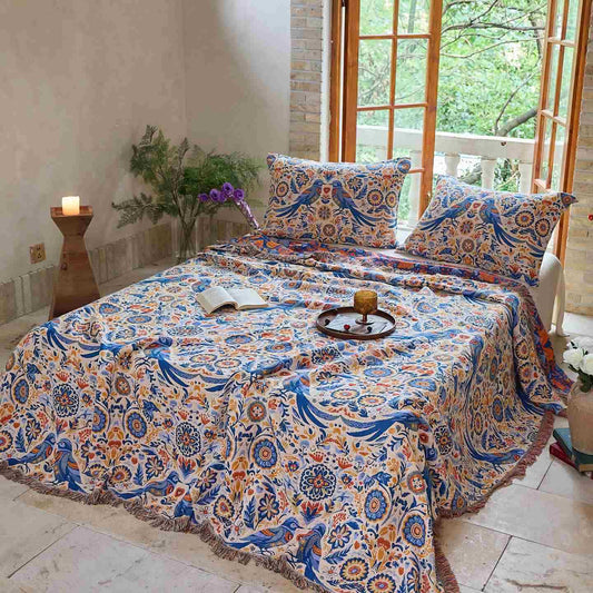 Ownkoti Vintage Bird Cotton Gauze Tassel Quilt - image 1