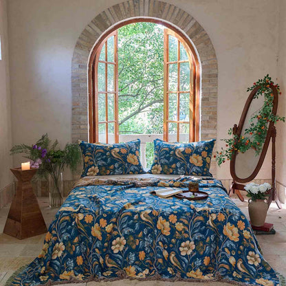 Ownkoti Vibrant Floral Bird Tassel Cotton Blanket - 2PCS Pillowcases - 19" x 29" - image 0