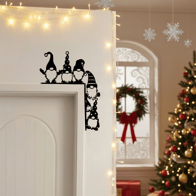 Whimsical Gnome Christmas Door Corner Decor  - 4PCS - image 0