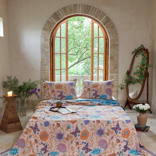 Ownkoti Pastoral Butterfly Cotton Tassel Quilt - 2PCS Pillowcases - 19" x 29" - image 0