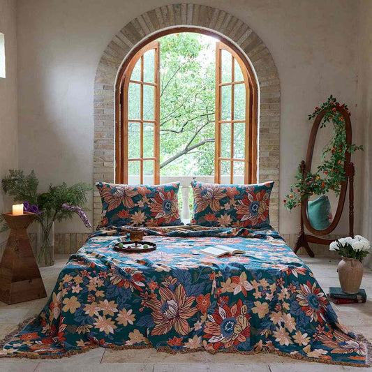 Ownkoti Flourishing Floral Cotton Tassel Quilt - 2PCS Pillowcases - 19" x 29" - image 0