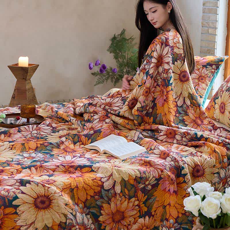 Ownkoti Blooming Sunflower Cotton Tassel Quilt - image 4
