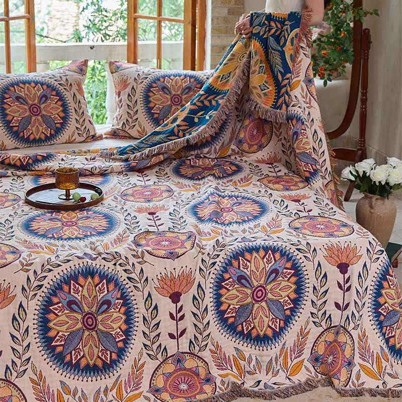 Ownkoti Floral Medallion Cotton Tassel Quilt - image 4